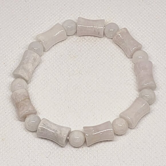 Natural Jade Bamboo styled stretch bracelet 150 tcw - Picture 1 of 4